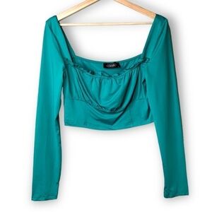 Cider Teal Long Sleeve Crop Top​​​